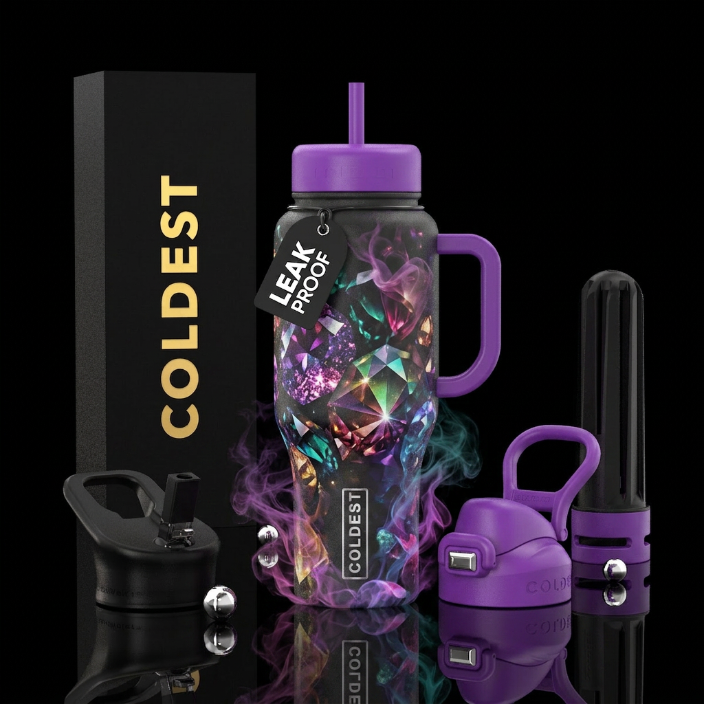sparkly, beautiul, vibrant, abstract, gemstone, sm... water bottle design