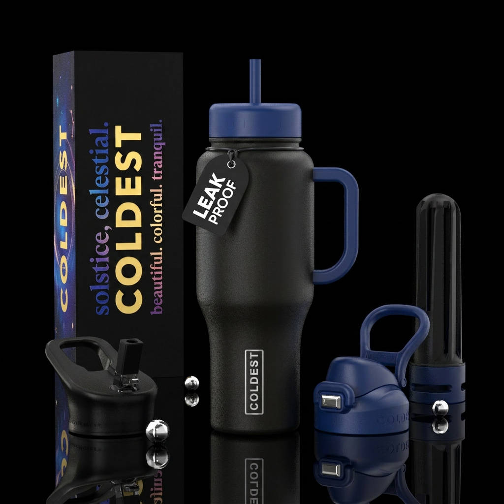 solstice, celestial. beautiful. colorful., tranqui... water bottle design