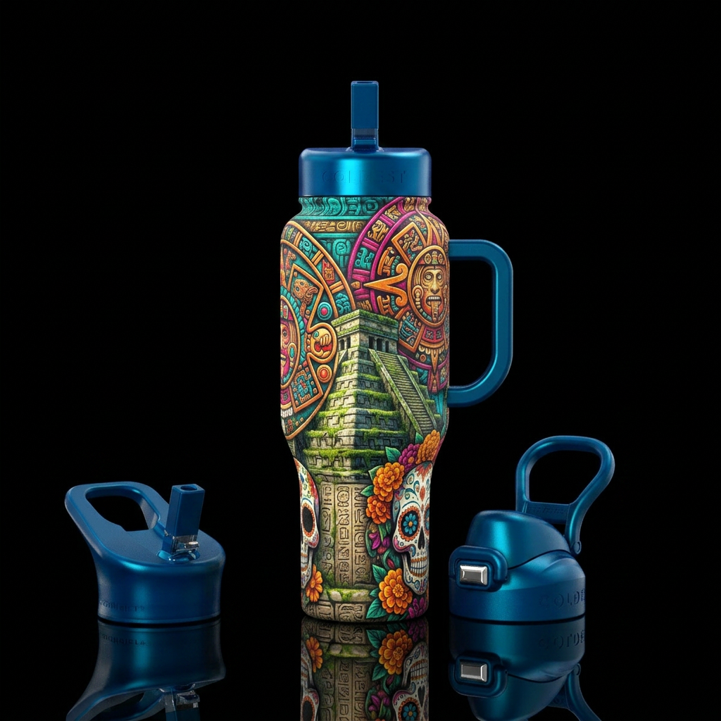 lost civilization, day of the dead water bottle design