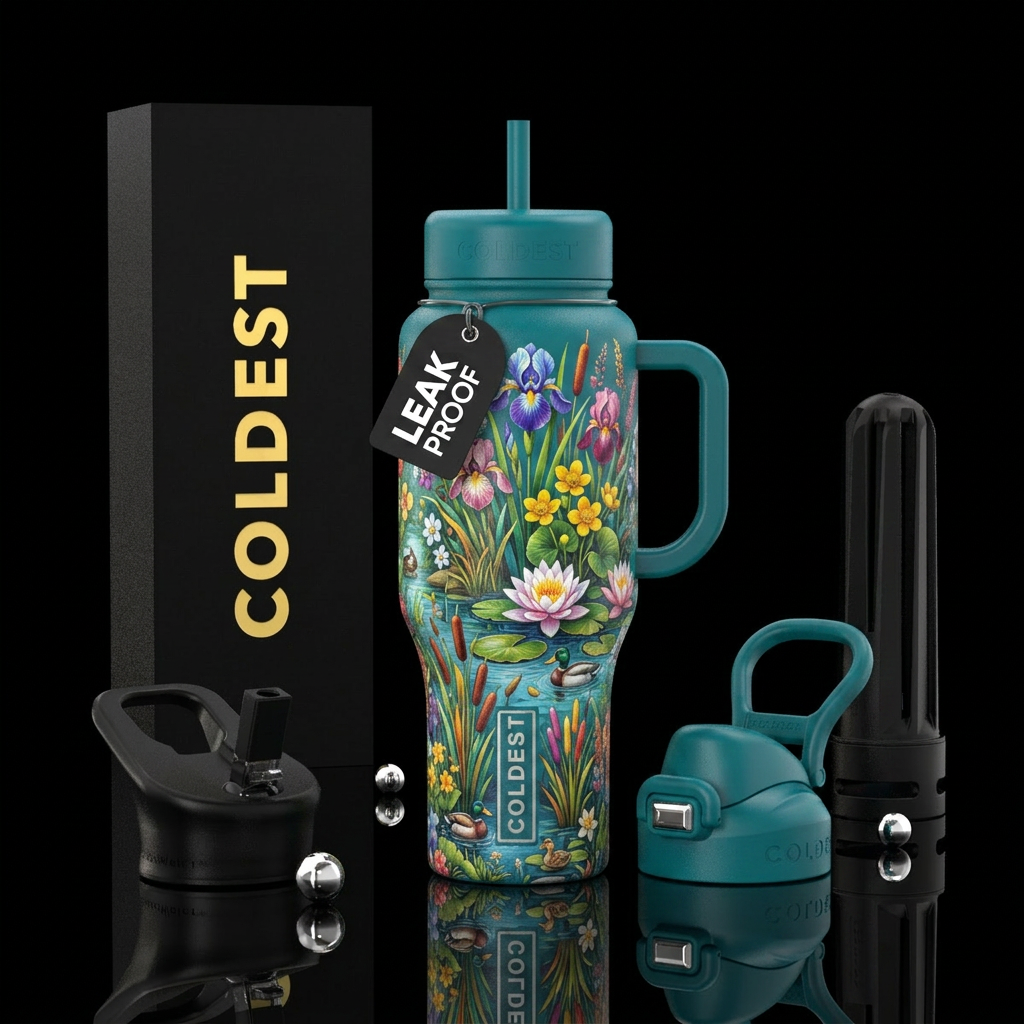 wildflowers, wetlands water bottle design
