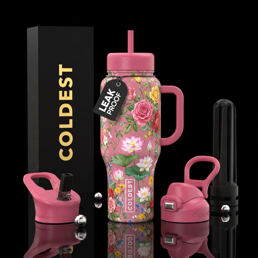 lotus flower, secret garden, rose garden water bottle design