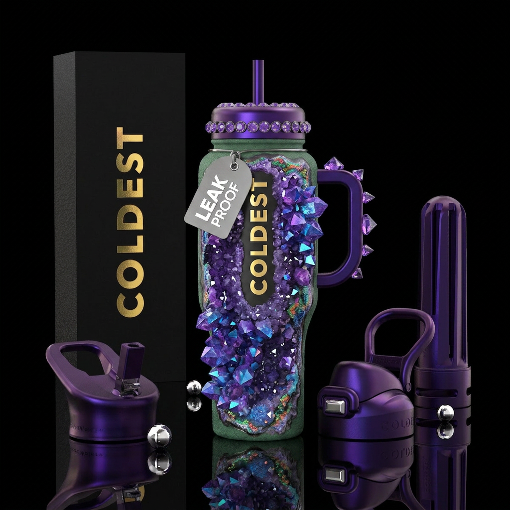 amethyst, colorful, eligant, beautiful water bottle design