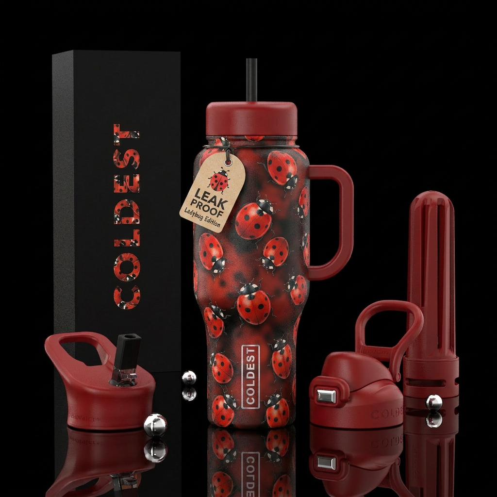 ladybugs, cute, water bottle design