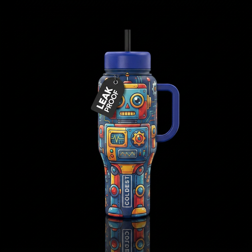 robot, cute water bottle design