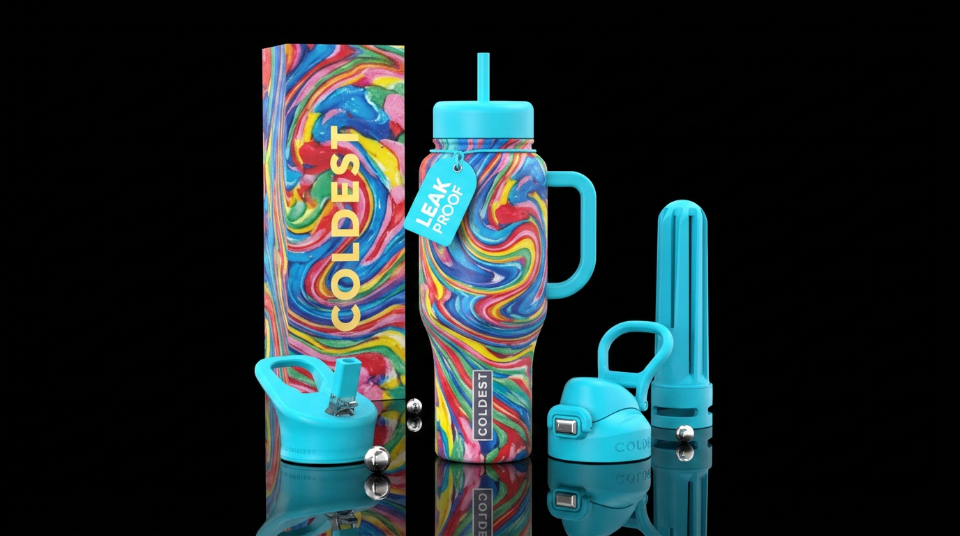 jawbreaker, candy, colorful water bottle design