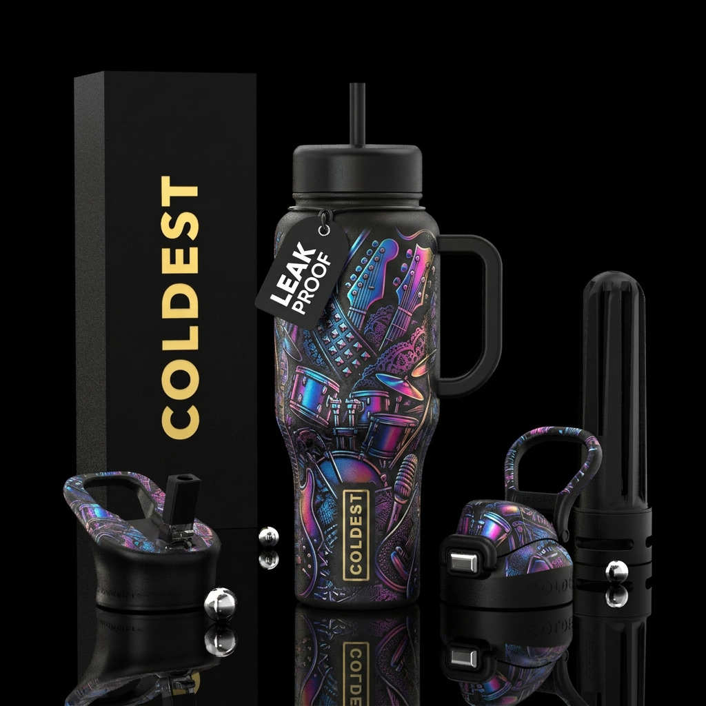 rock and roll, high fashion water bottle design