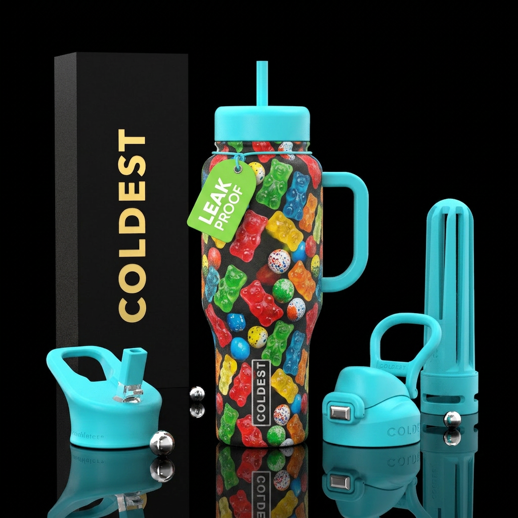 jawbreaker, candy, gummy bears water bottle design