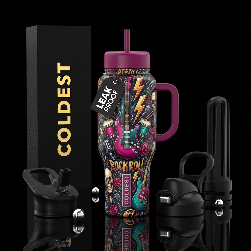 rock and roll water bottle design