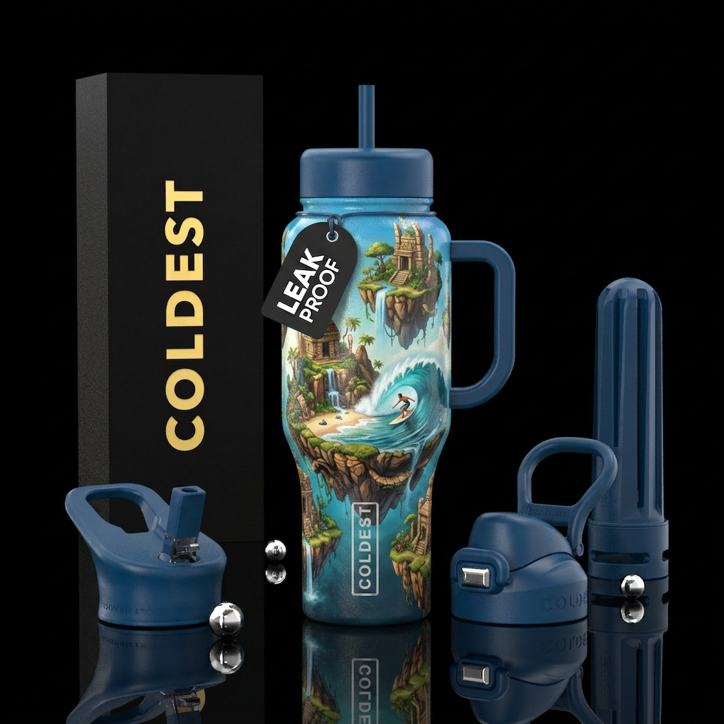 floating islands, surfing water bottle design