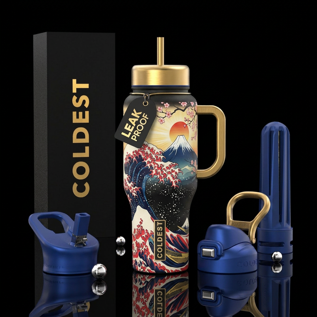 Japanese painting water bottle design