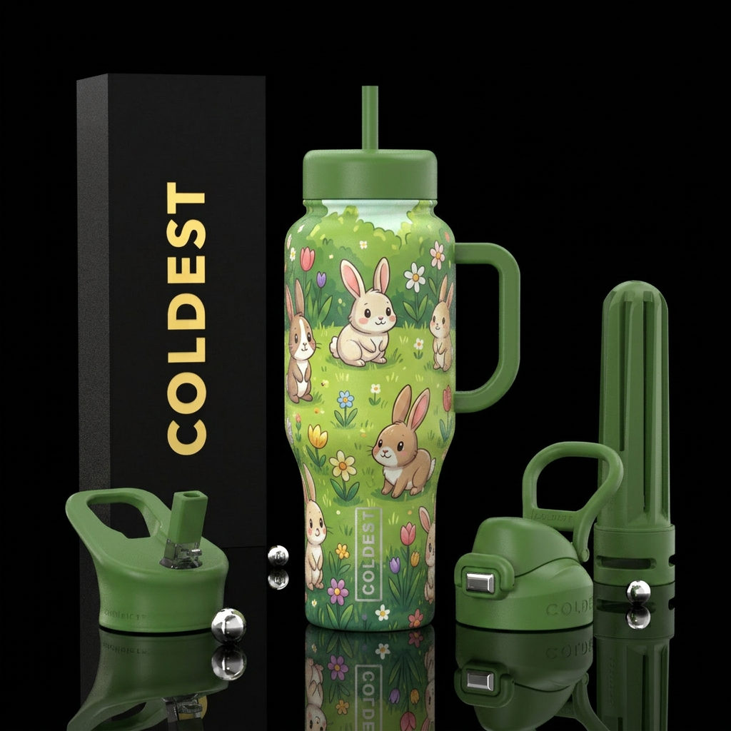 cute bunnies water bottle design