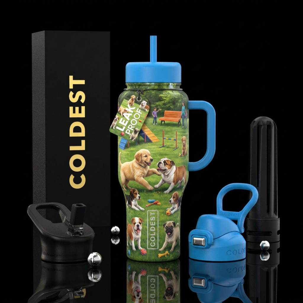 day at the dog park water bottle design