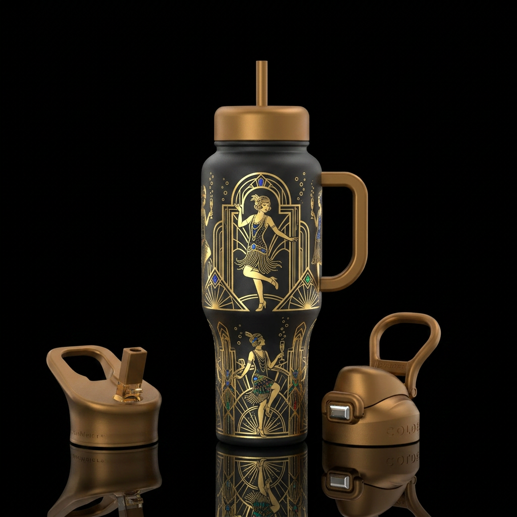 roaring twenties dancing water bottle design