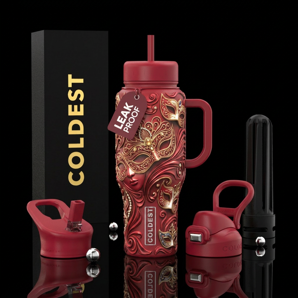 venetian masquerade water bottle design