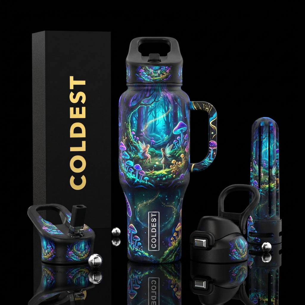Fairies in the woods water bottle design