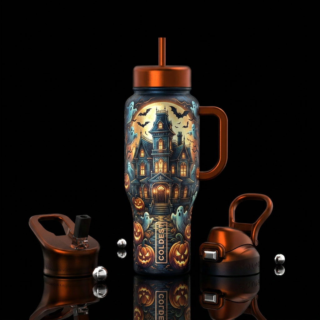 Haunted nights water bottle design