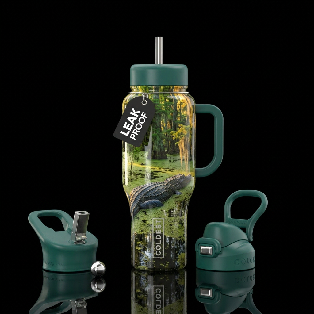 alligator, swamp. florida water bottle design
