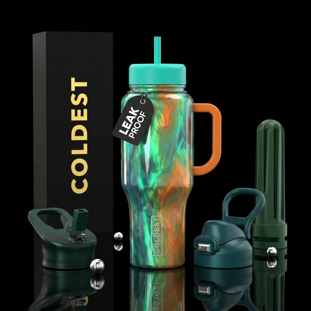 Green orange opal water bottle design