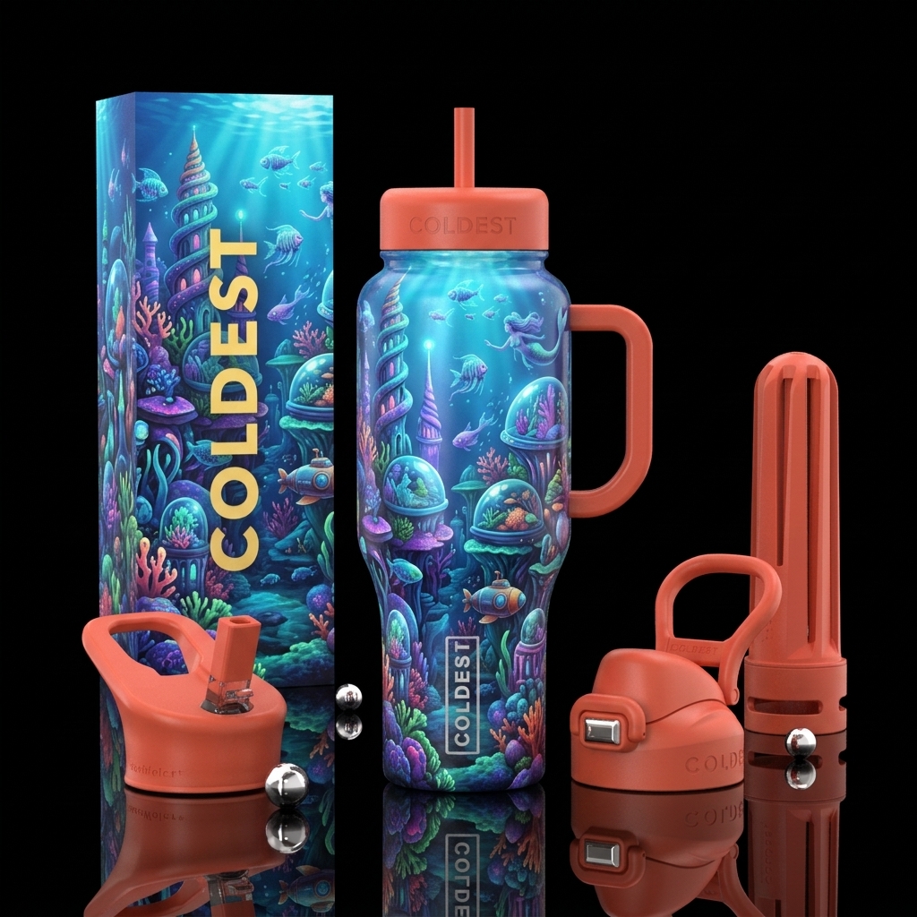 Underwater City water bottle design