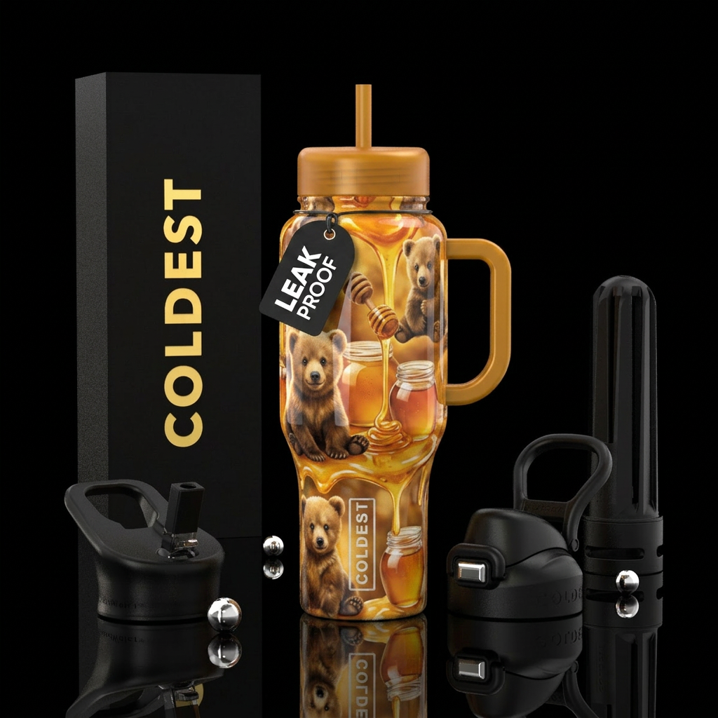 baby cubs, honey, honey pots, playful water bottle design