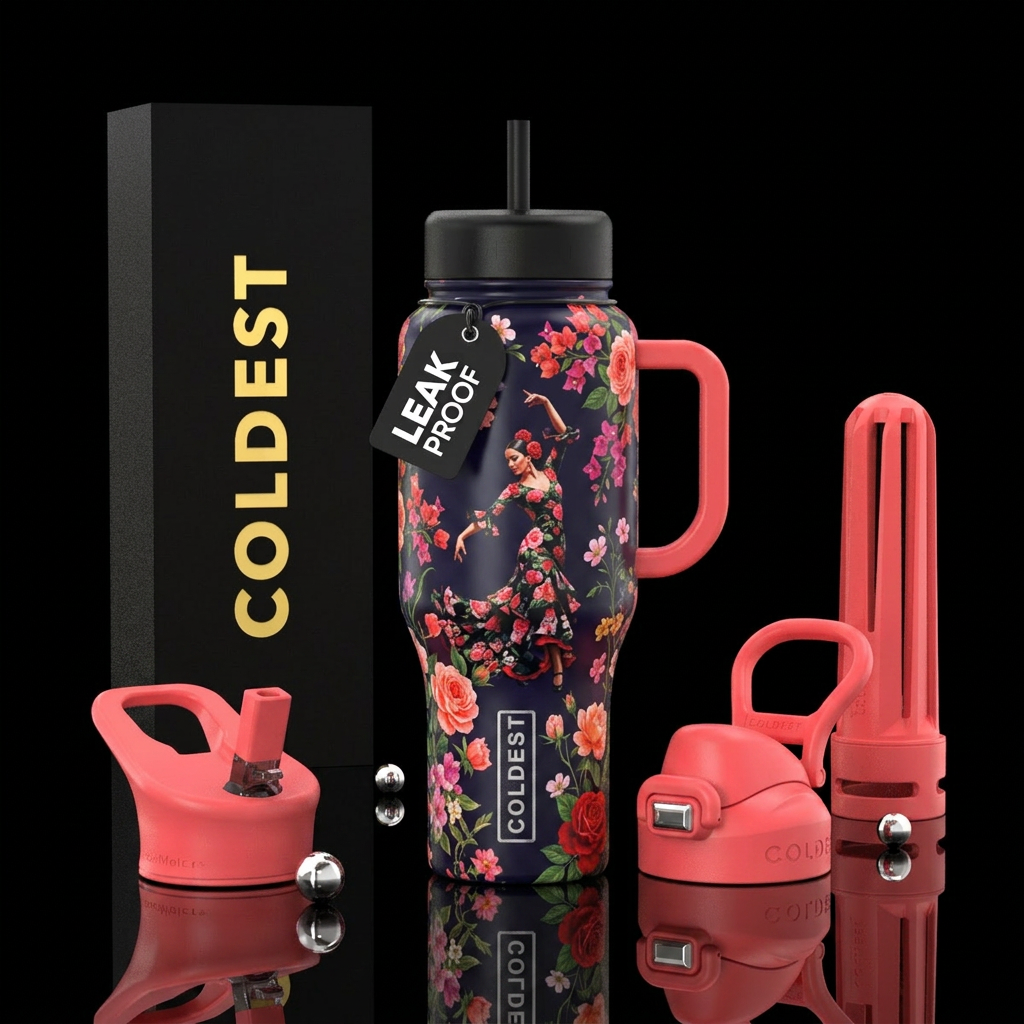 flamenco, spring bloom, beautiul water bottle design