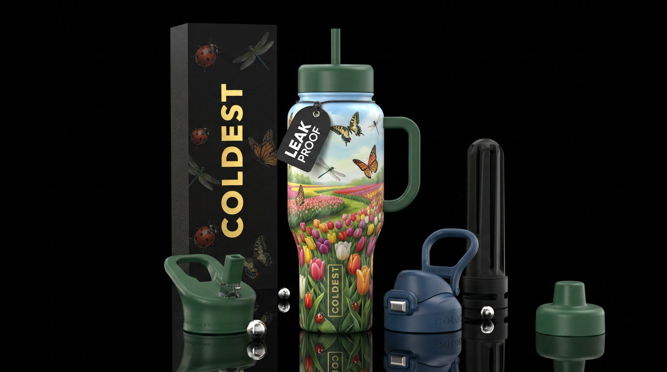 tulip fields water bottle design