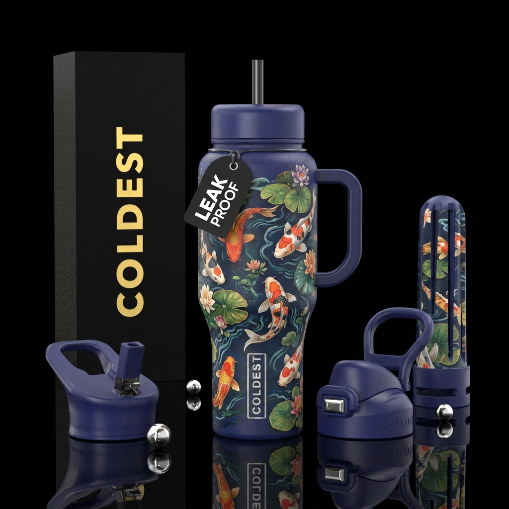 Koi pond water bottle design