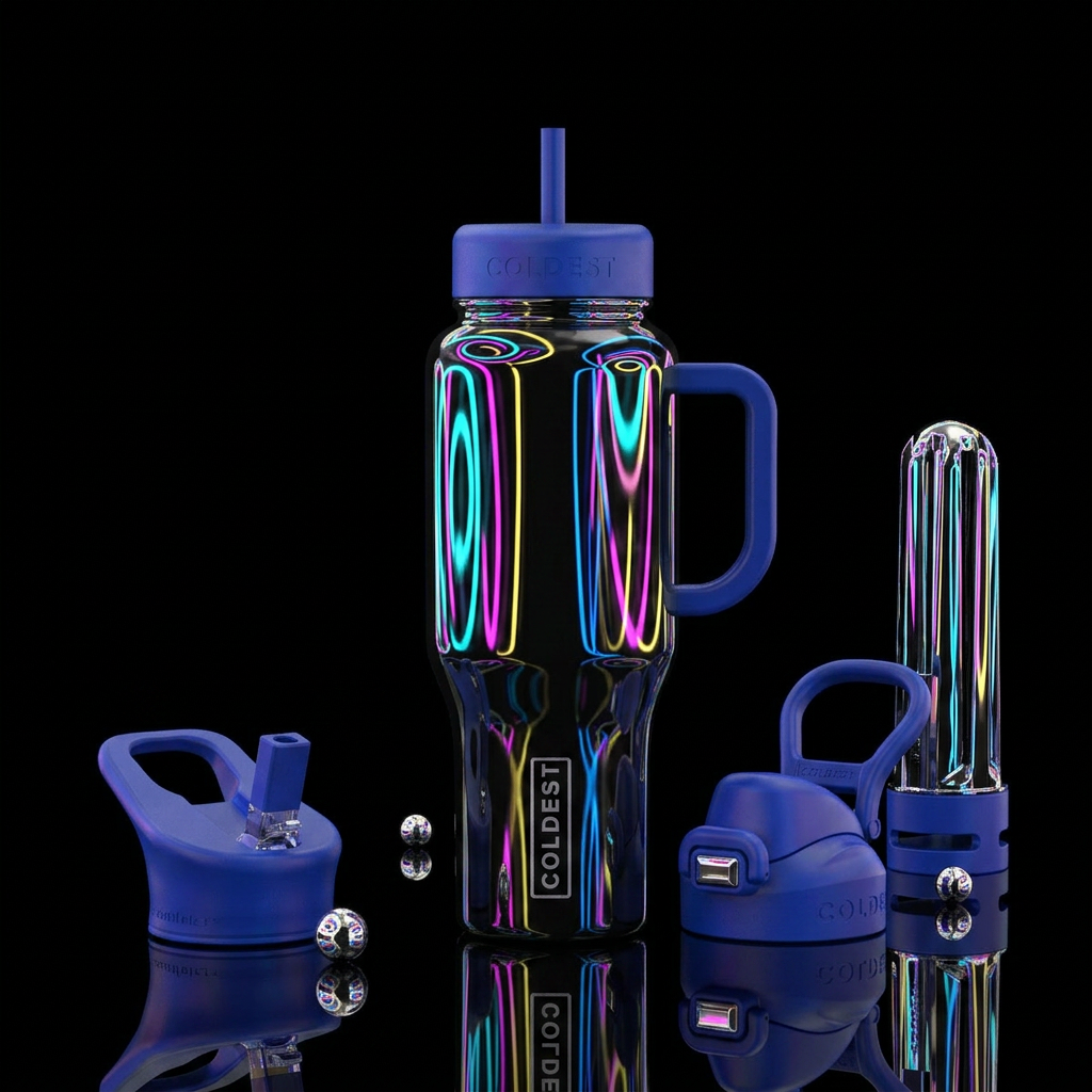 neon lights water bottle design