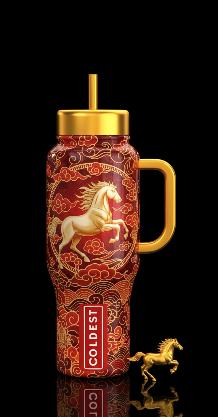 Year of the Horse 2026 v1 water bottle design