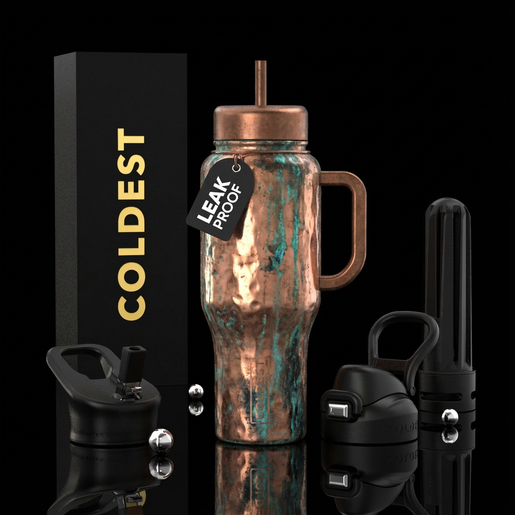 Copper patina water bottle design