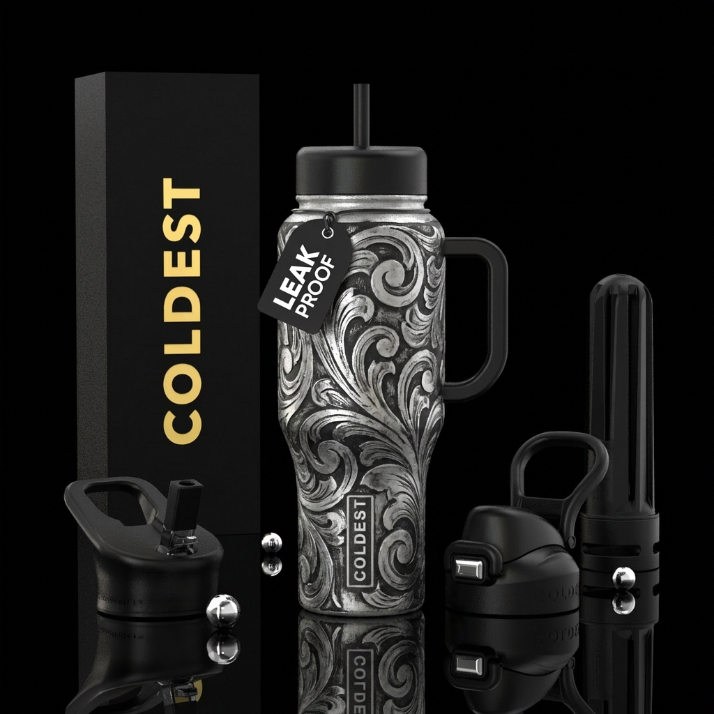 Black Leaf water bottle design