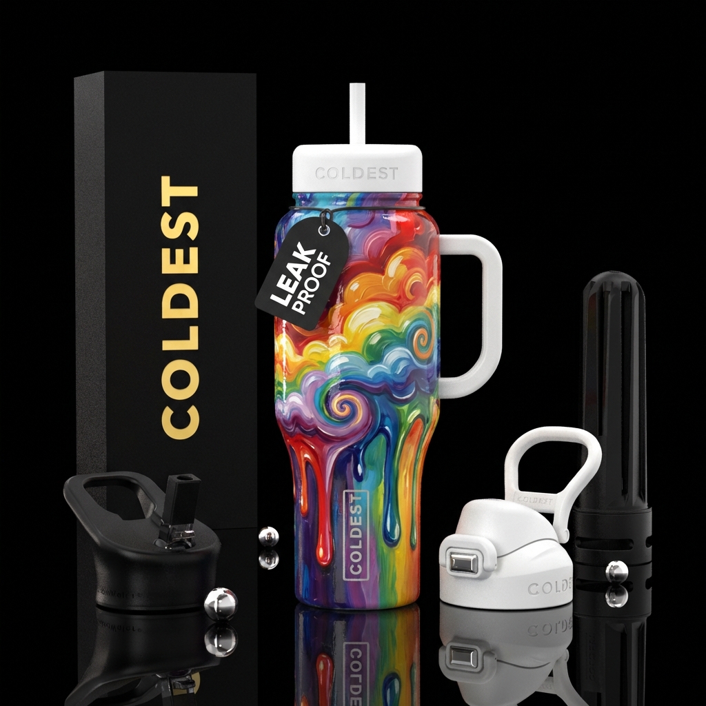 Rainbow Swirls water bottle design