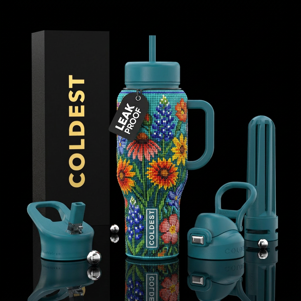 Loom Beading Wildflowers water bottle design
