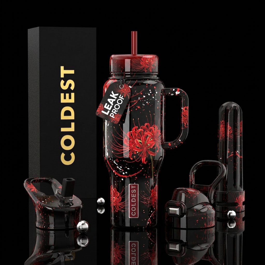 red spider lily water bottle design