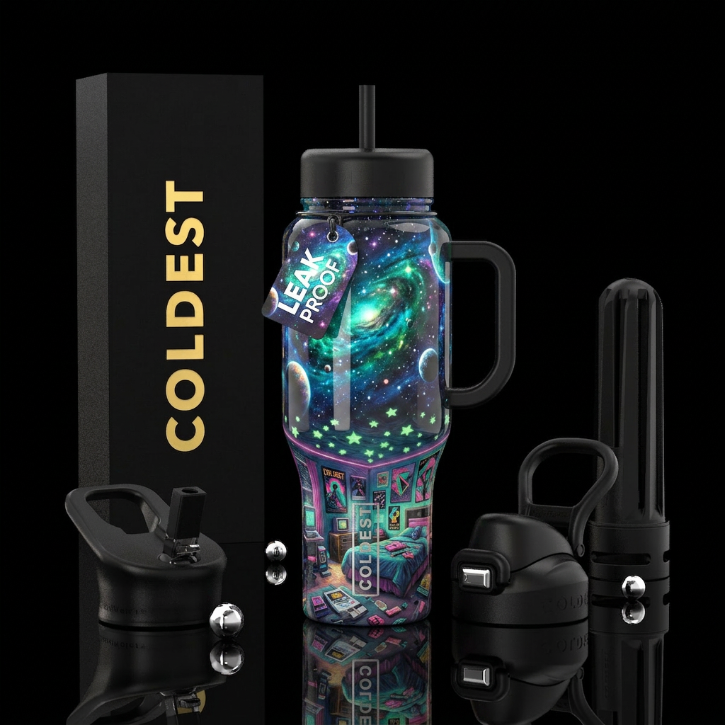 90's Starry Nostalgia water bottle design