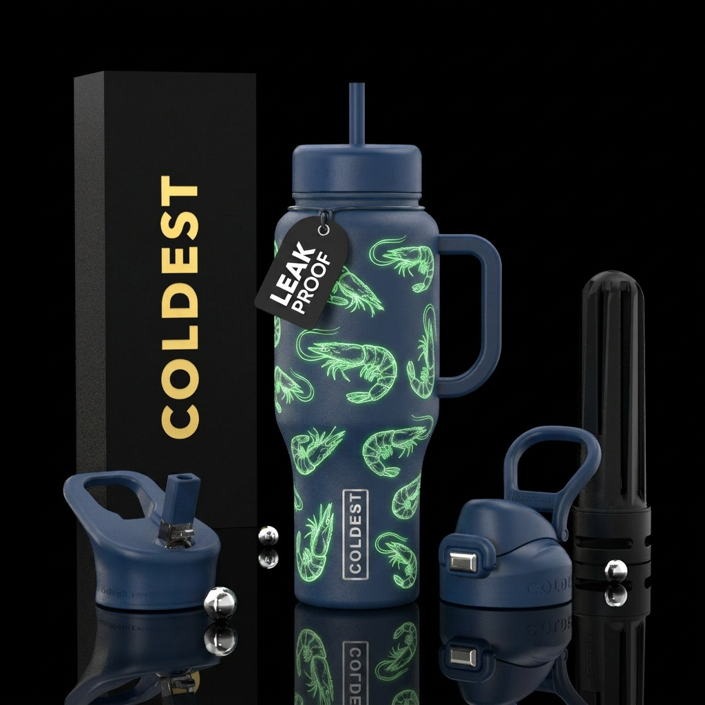 Glowie Radioactive Shrimp water bottle design