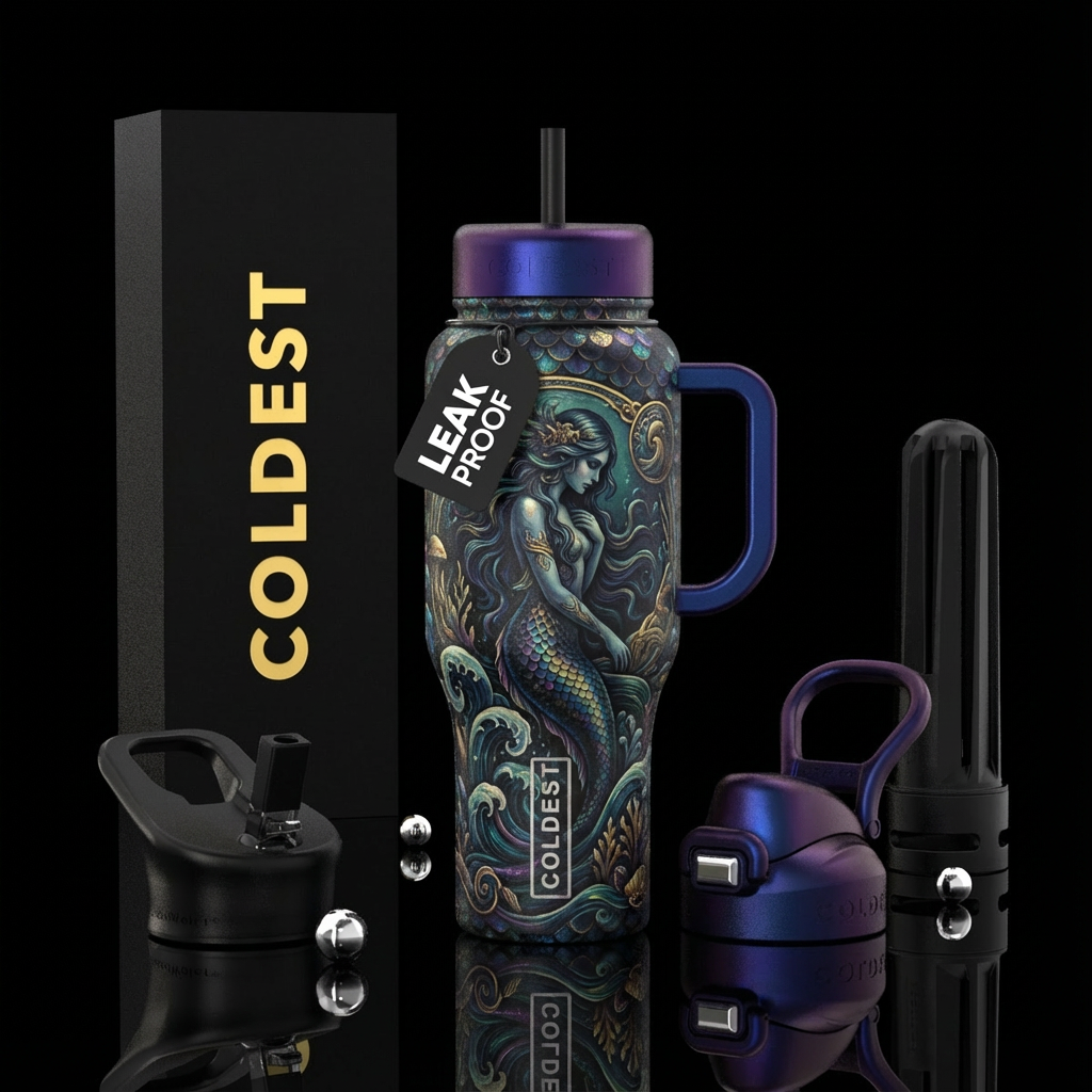 Water nymph, beautiul, realism, ancient, luxurious... water bottle design