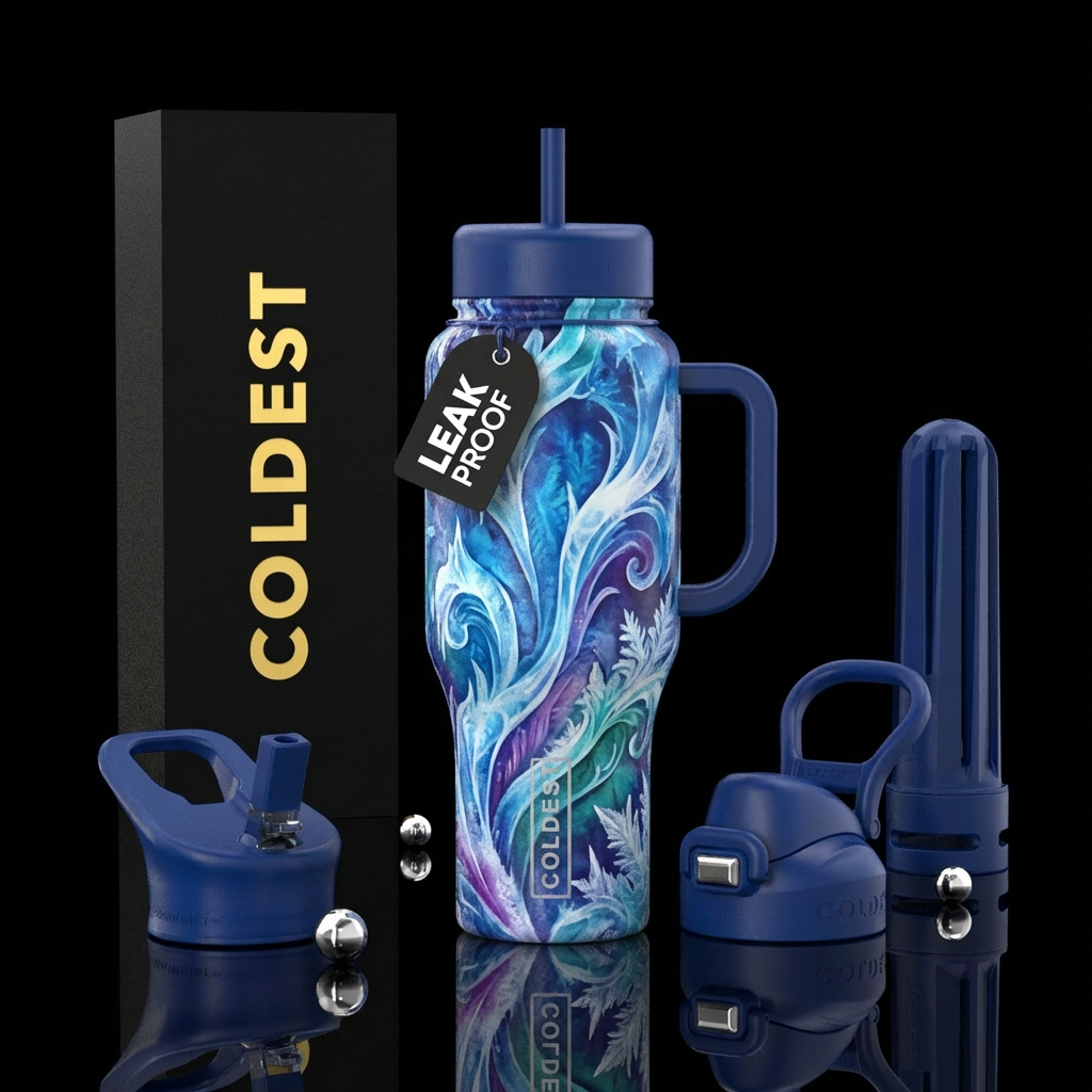 Frosted winter water bottle design
