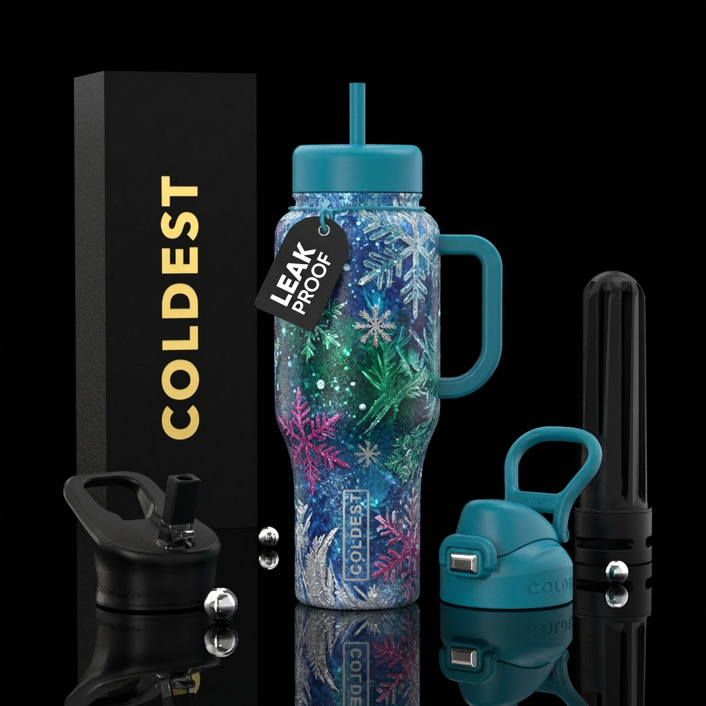Frosted winter water bottle design