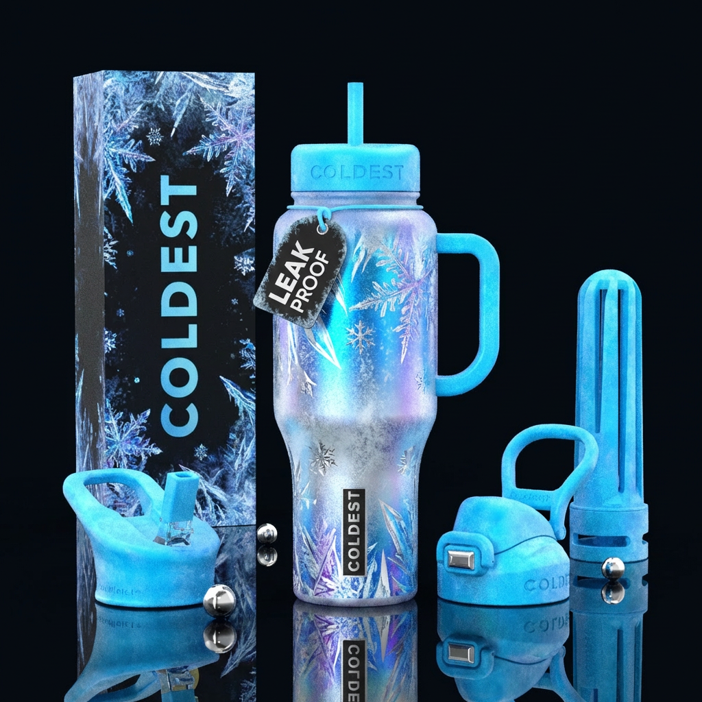 Frosted winter water bottle design