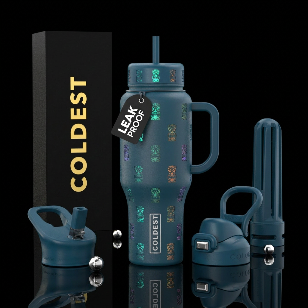 Mini Glowey tiki's water bottle design