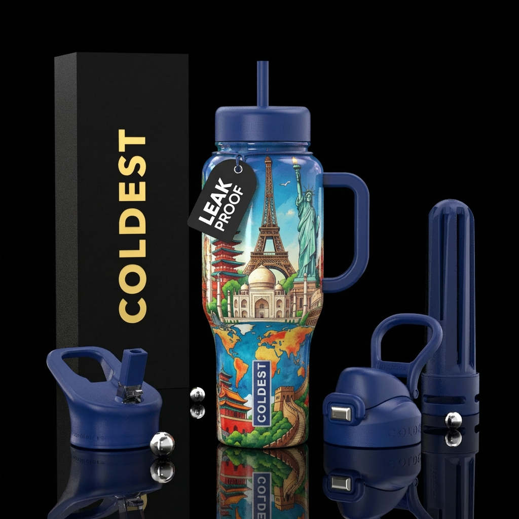 Travel the World water bottle design