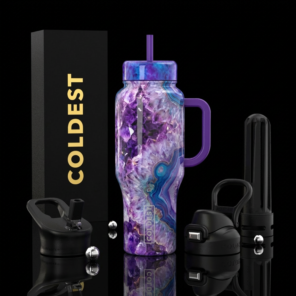 Geodes water bottle design
