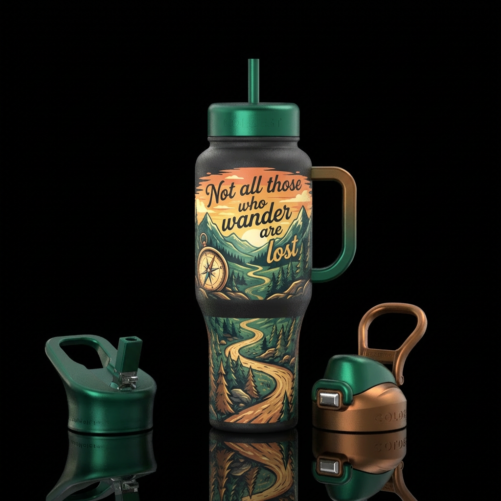 Not all those who wander are lost water bottle design