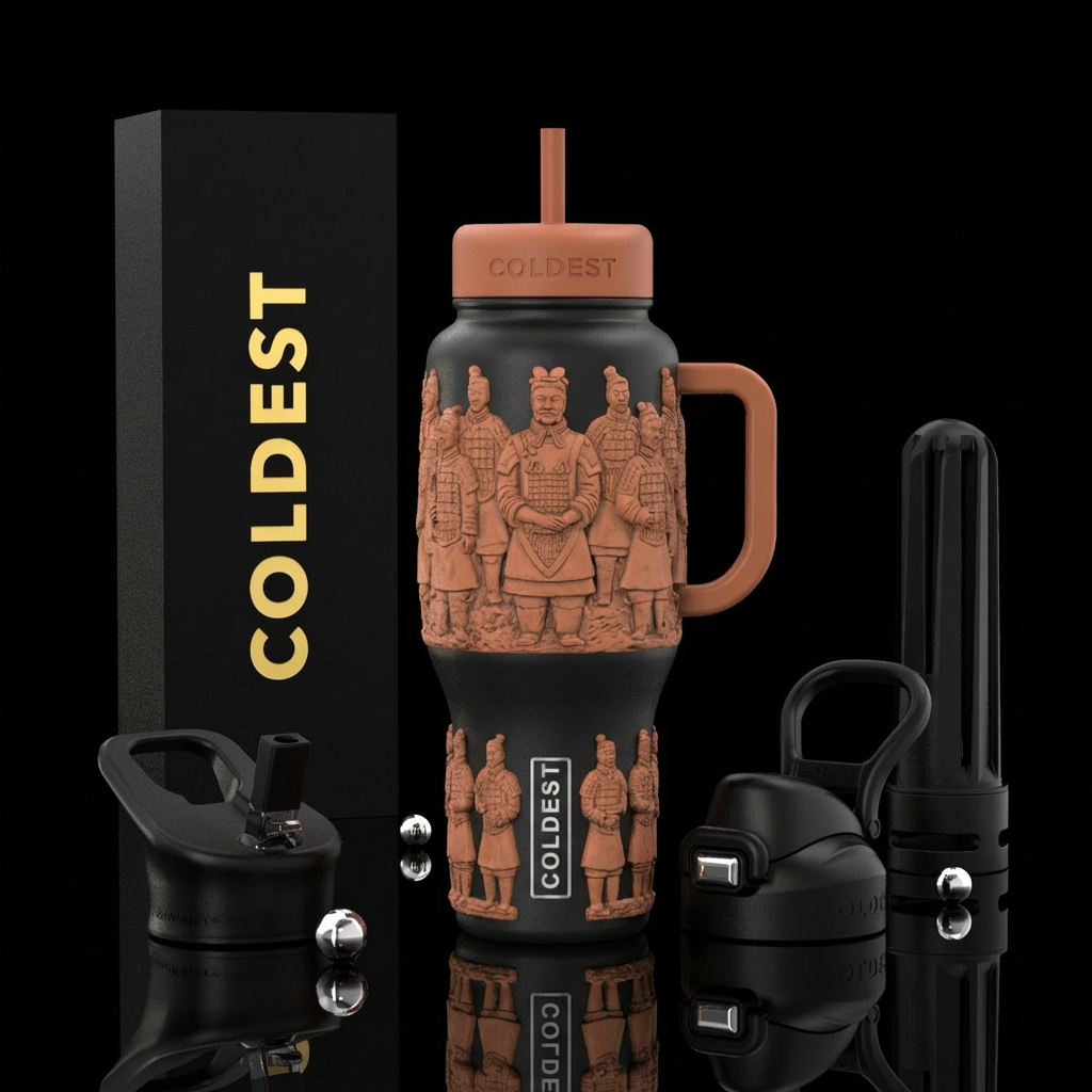 Terra cotta army water bottle design