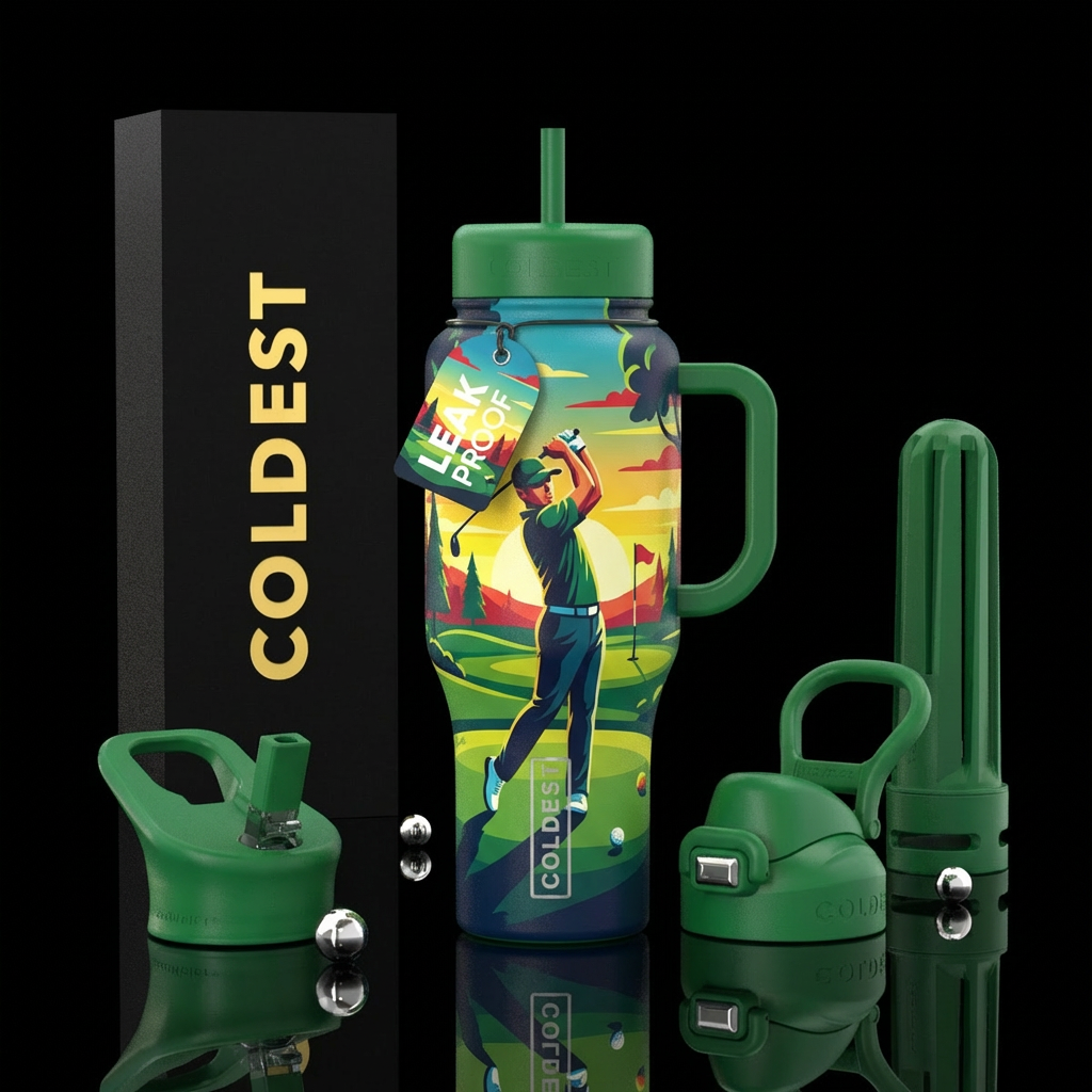 Golfer water bottle design