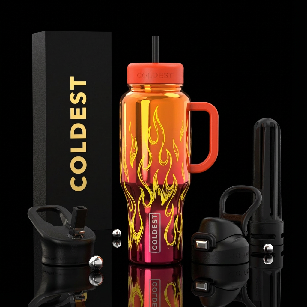 Fiery water bottle design