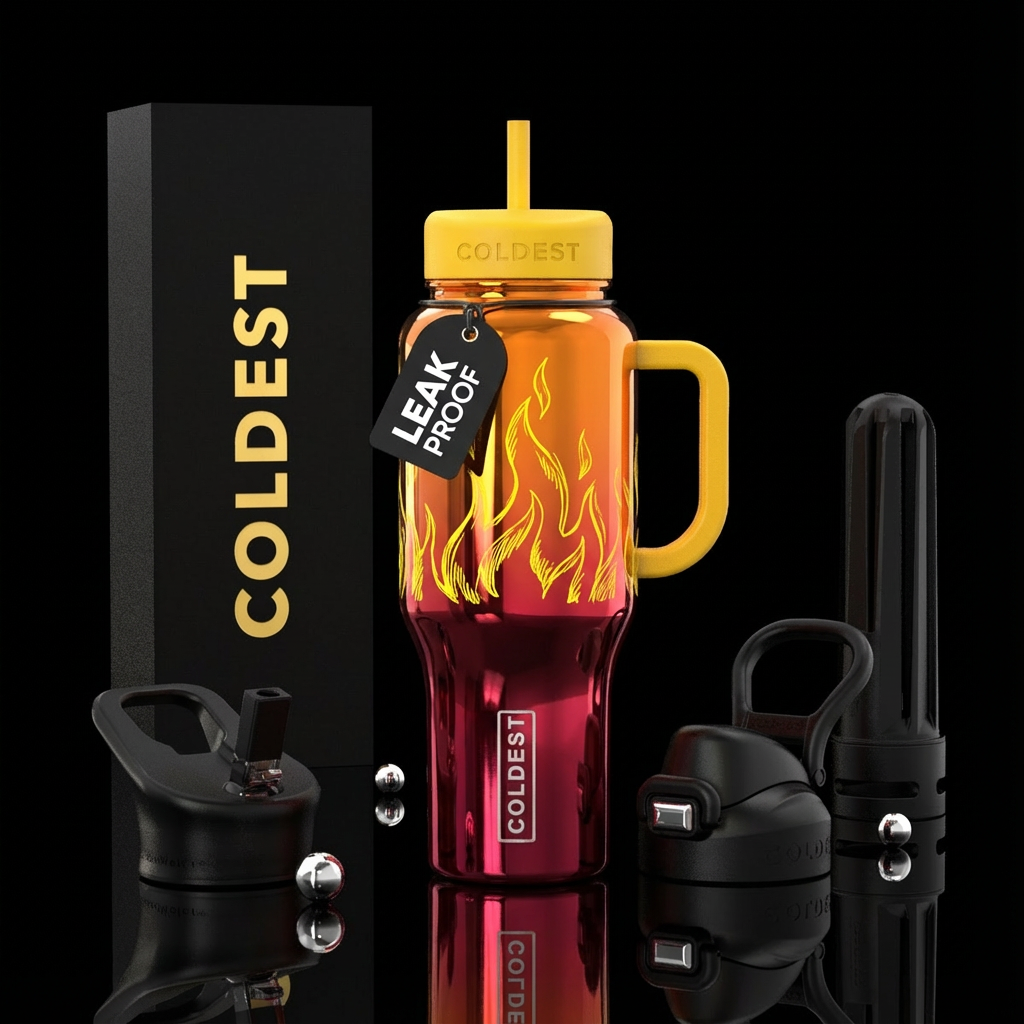 Flames water bottle design