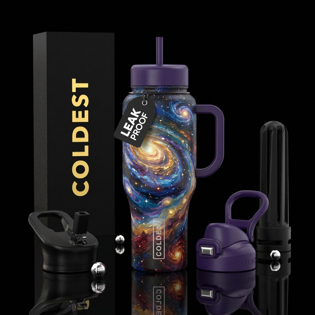 Through the galaxy water bottle design
