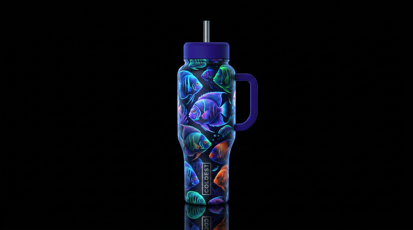 Glowie angelfish water bottle design